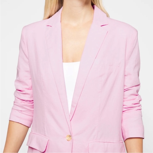 BB Dakota Linen on the Edge Blazer in Pink - Picture 3 of 4